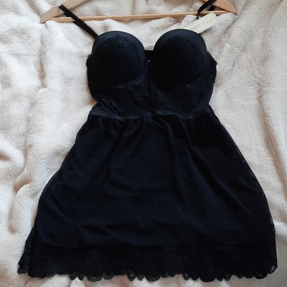 Forever 21 Lingerie, Black Lace Chemise